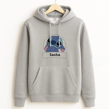 Personalised Cute Blue Alien Grey Hoodie