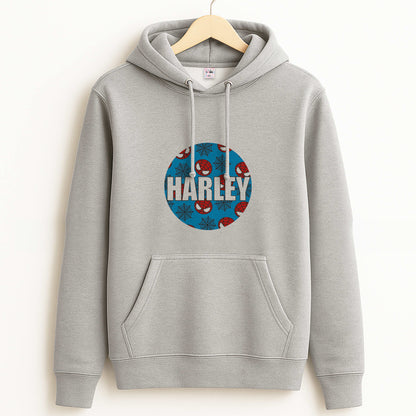 Spiderman And Webs - Personalised Superhero Comic Grey Hoodie