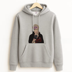 Pink Bandana - Peep Grey Hoodie