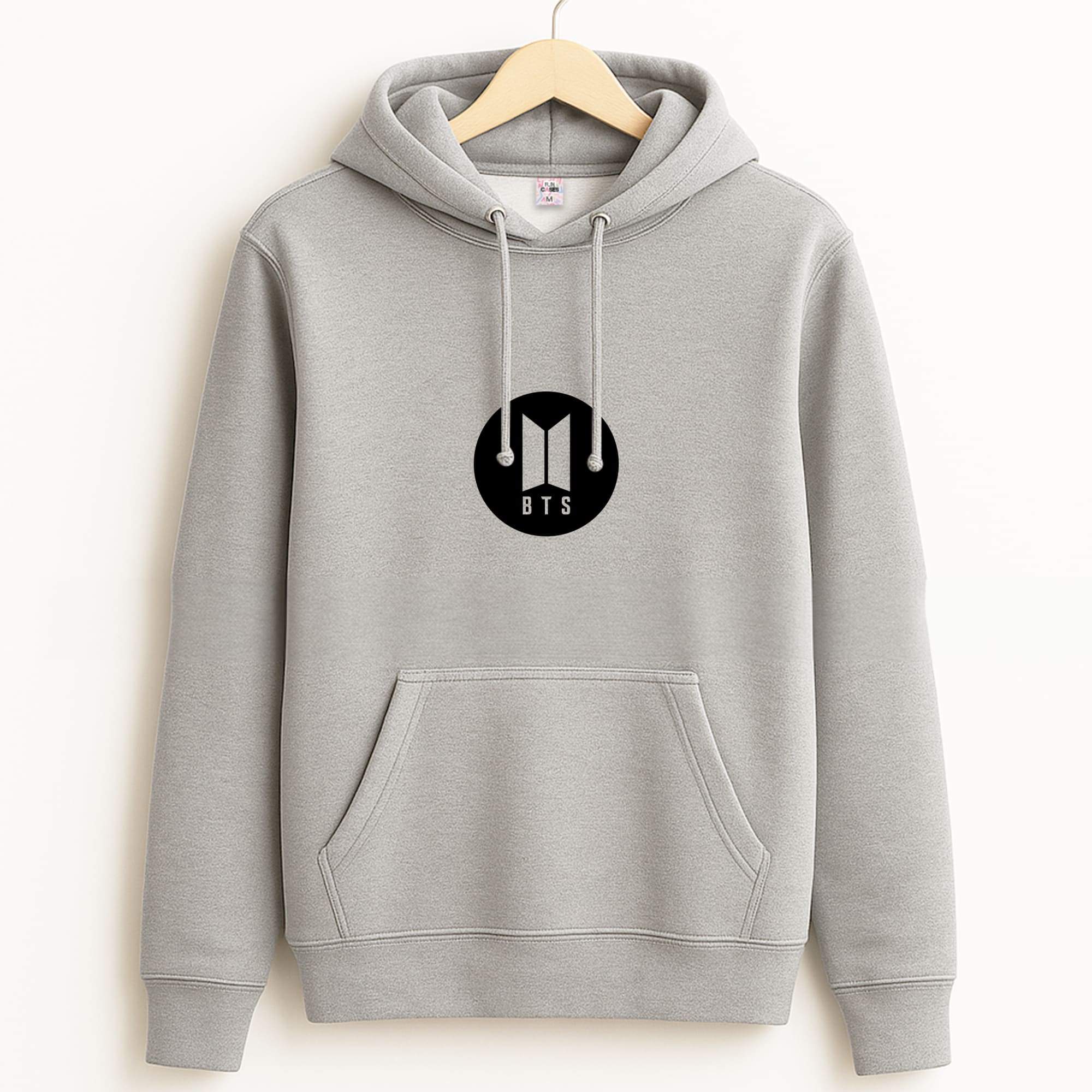 BTS logo Black - K Pop Grey Hoodie