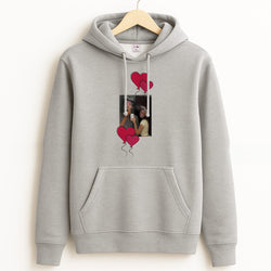 Heart Balloons - Personalised Couples Grey Hoodie