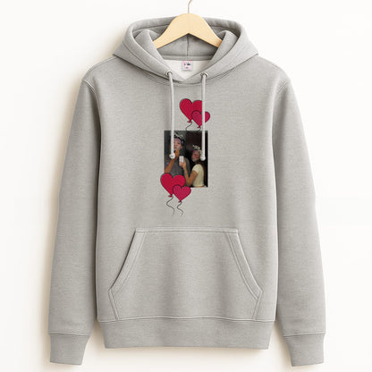 Heart Balloons - Personalised Couples Grey Hoodie