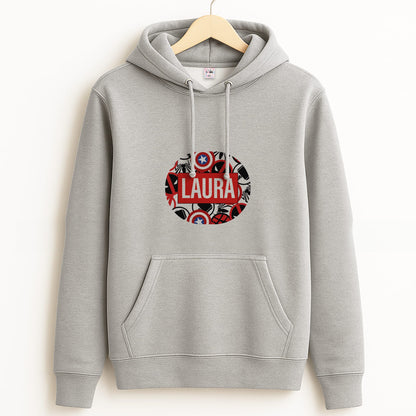 Collage - Personalised Superhero Comic Grey Hoodie