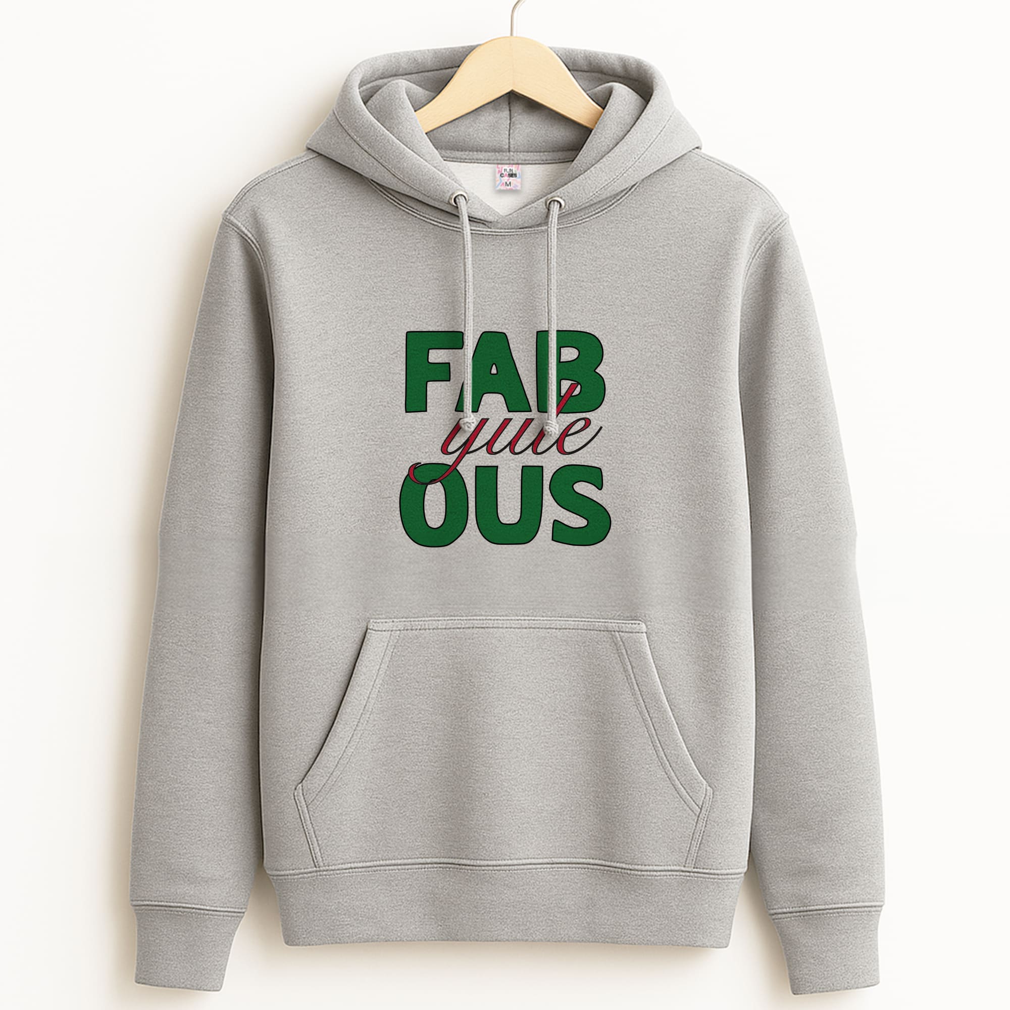 Fab-Yule-Ous Red - Christmas Puns Grey Hoodie
