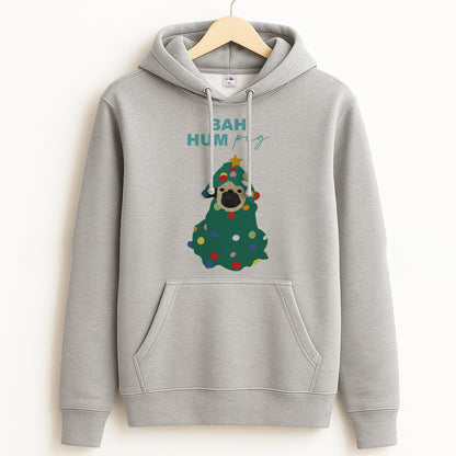 Bah Hum Pug Grey Hoodie