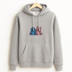 Best Friends - Pink Alien Grey Hoodie