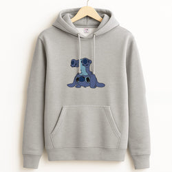 Cute Blue Alien Handstand Grey Hoodie
