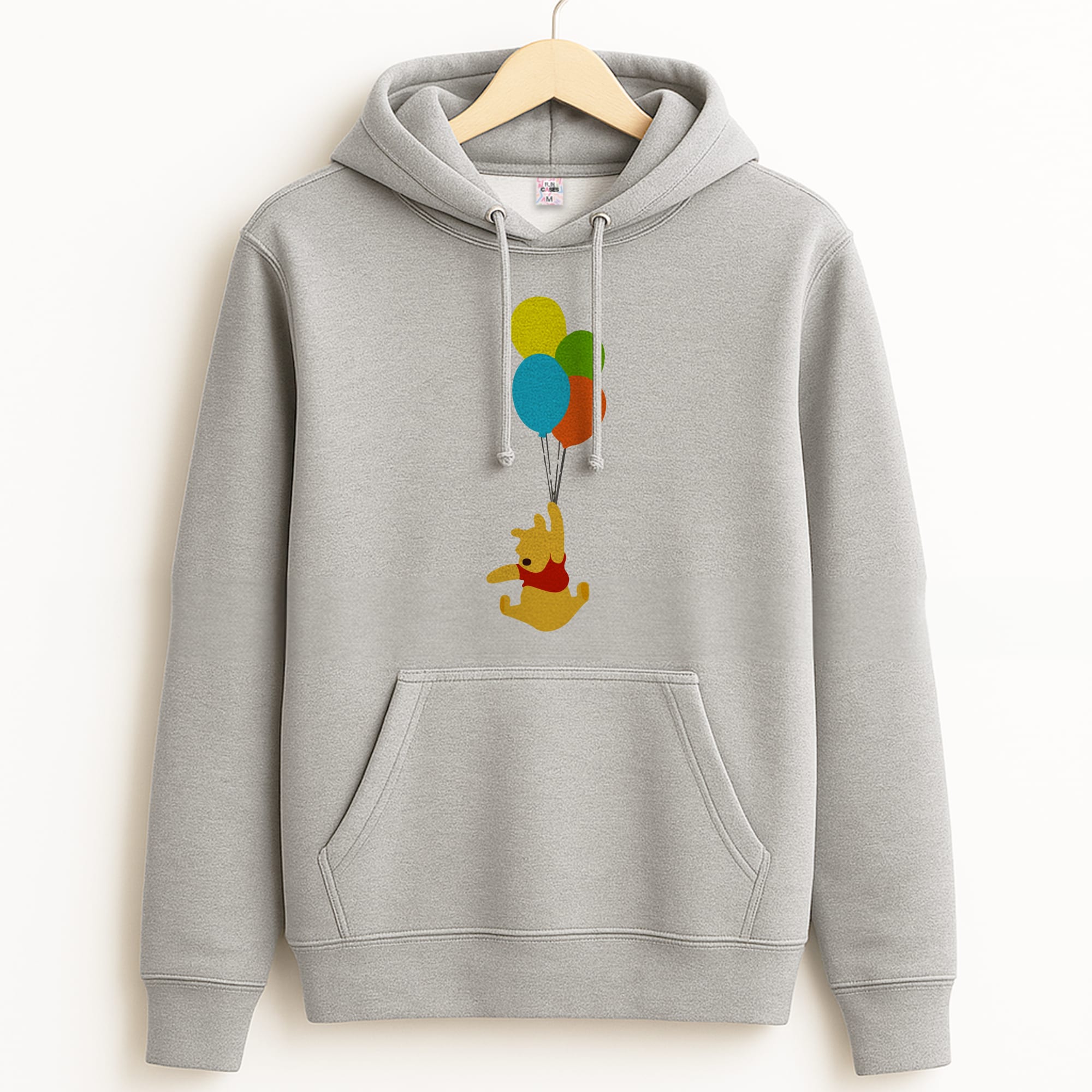 Pooh On Balloons Grey Hoodie