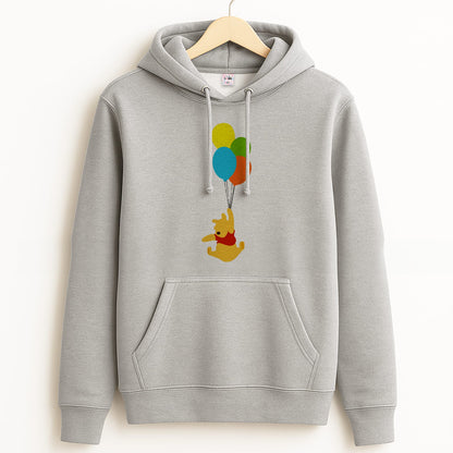 Pooh On Balloons Grey Hoodie