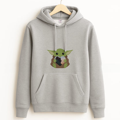 Baby Yoda - Personalised Couples Grey Hoodie