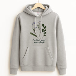 Follow Your Own Path Dark Green Grey Hoodie