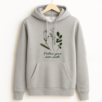 Follow Your Own Path Dark Green Grey Hoodie