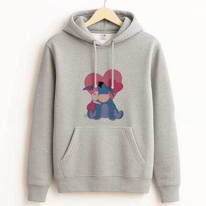 Donkey and Pig Valentine's Grey Hoodie