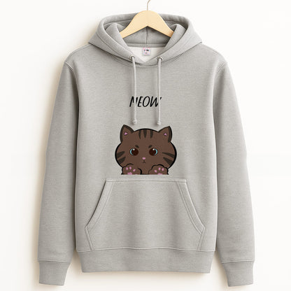 Meow Purple - Cats Grey Hoodie