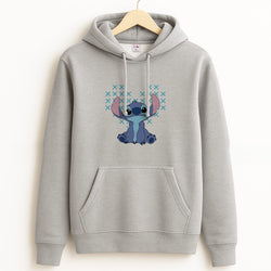 Blue Alien Hearts Grey Hoodie