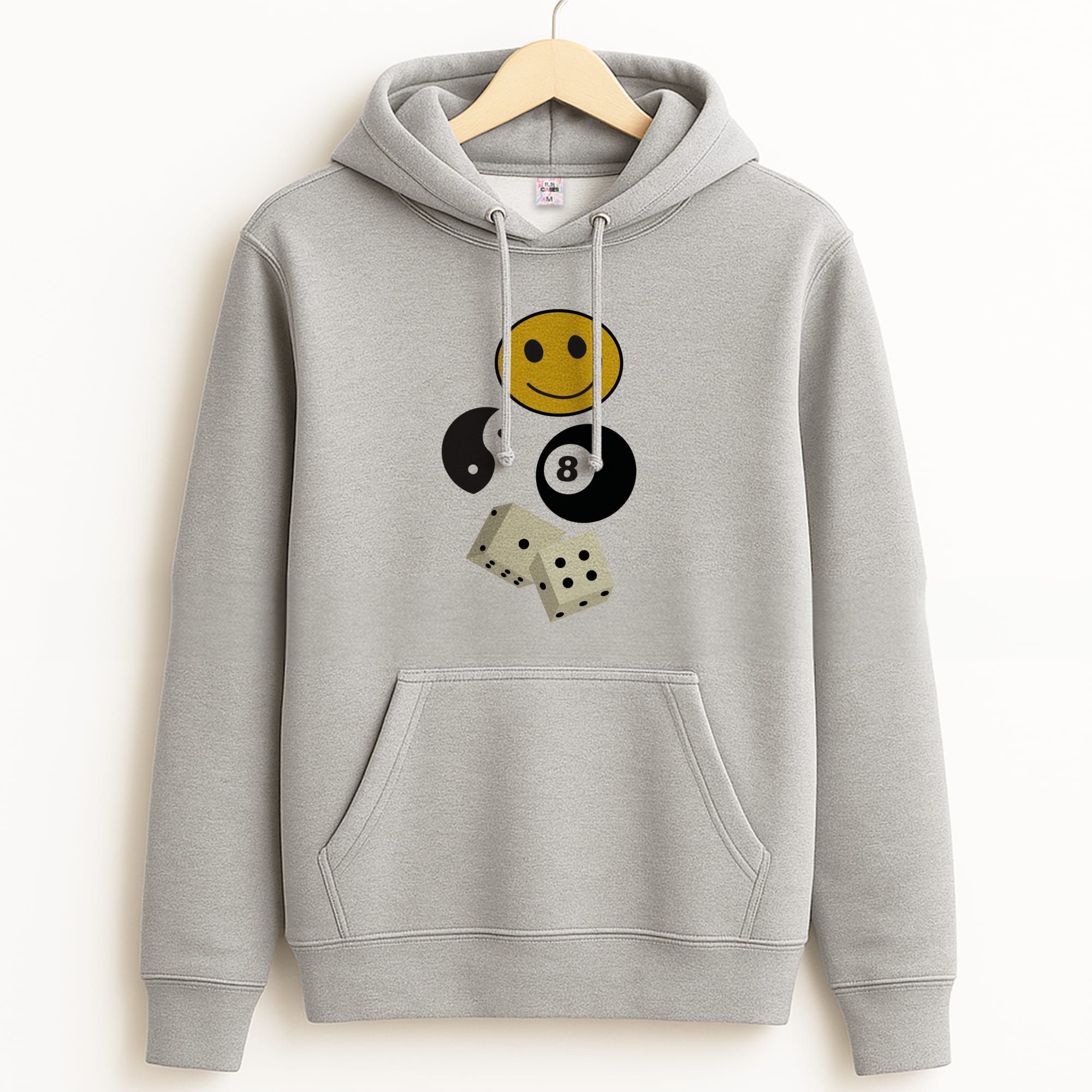 8 Ball Pattern - Skate Aesthetic  Grey Hoodie