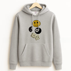 8 Ball Pattern - Skate Aesthetic  Grey Hoodie