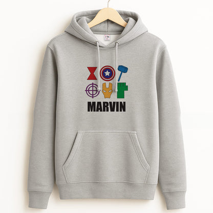 Icon Pattern - Personalised Superhero Comic Grey Hoodie