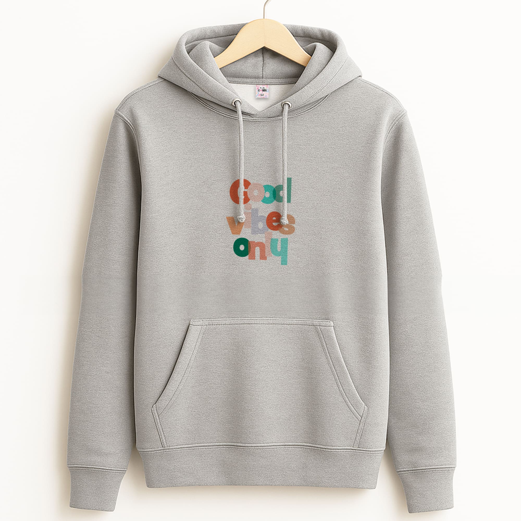 Colourful Good Vibes Only Grey Hoodie