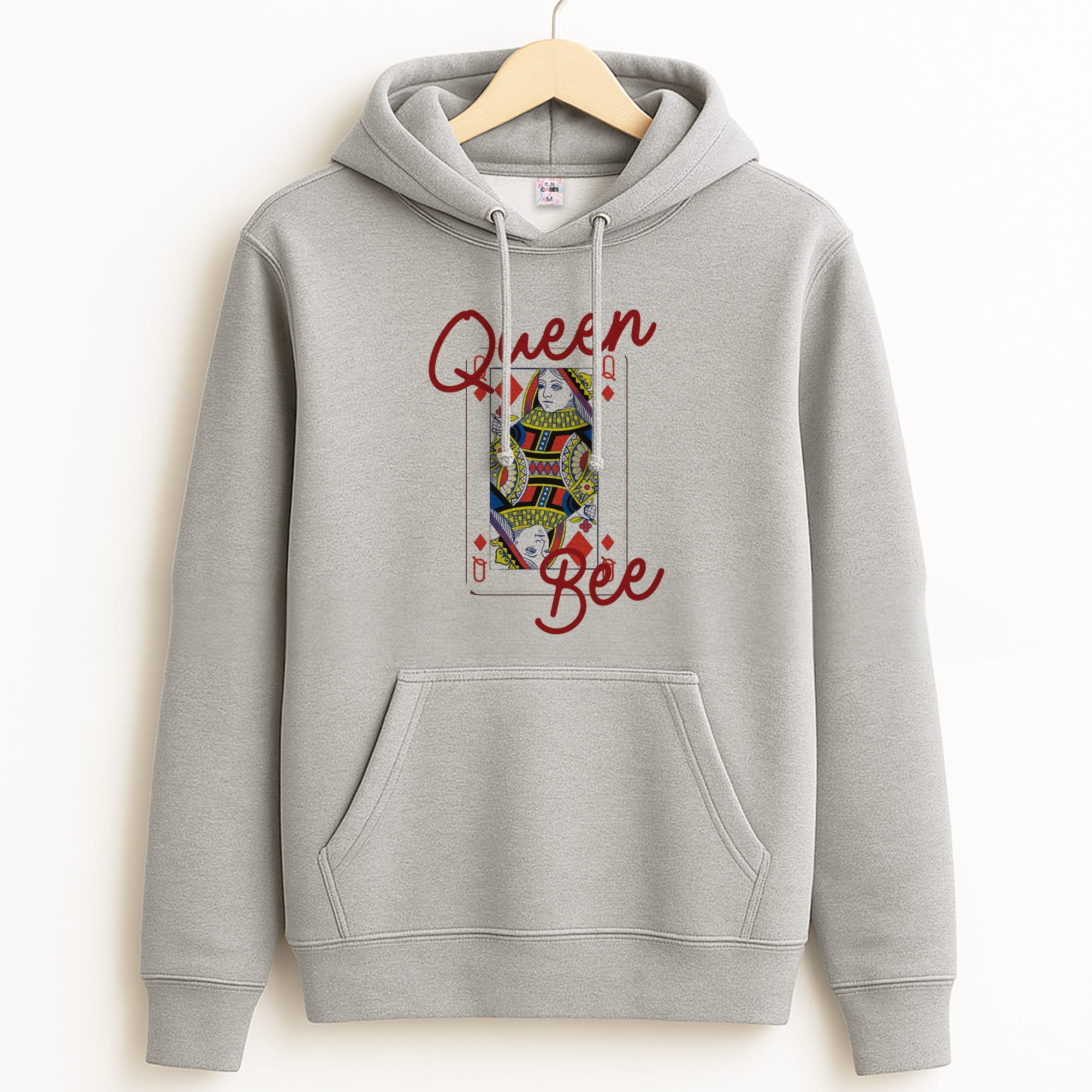 Queen Bee Playing Card Grey Hoodie
