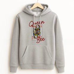 Queen Bee Playing Card Grey Hoodie