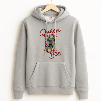 Queen Bee Playing Card Grey Hoodie
