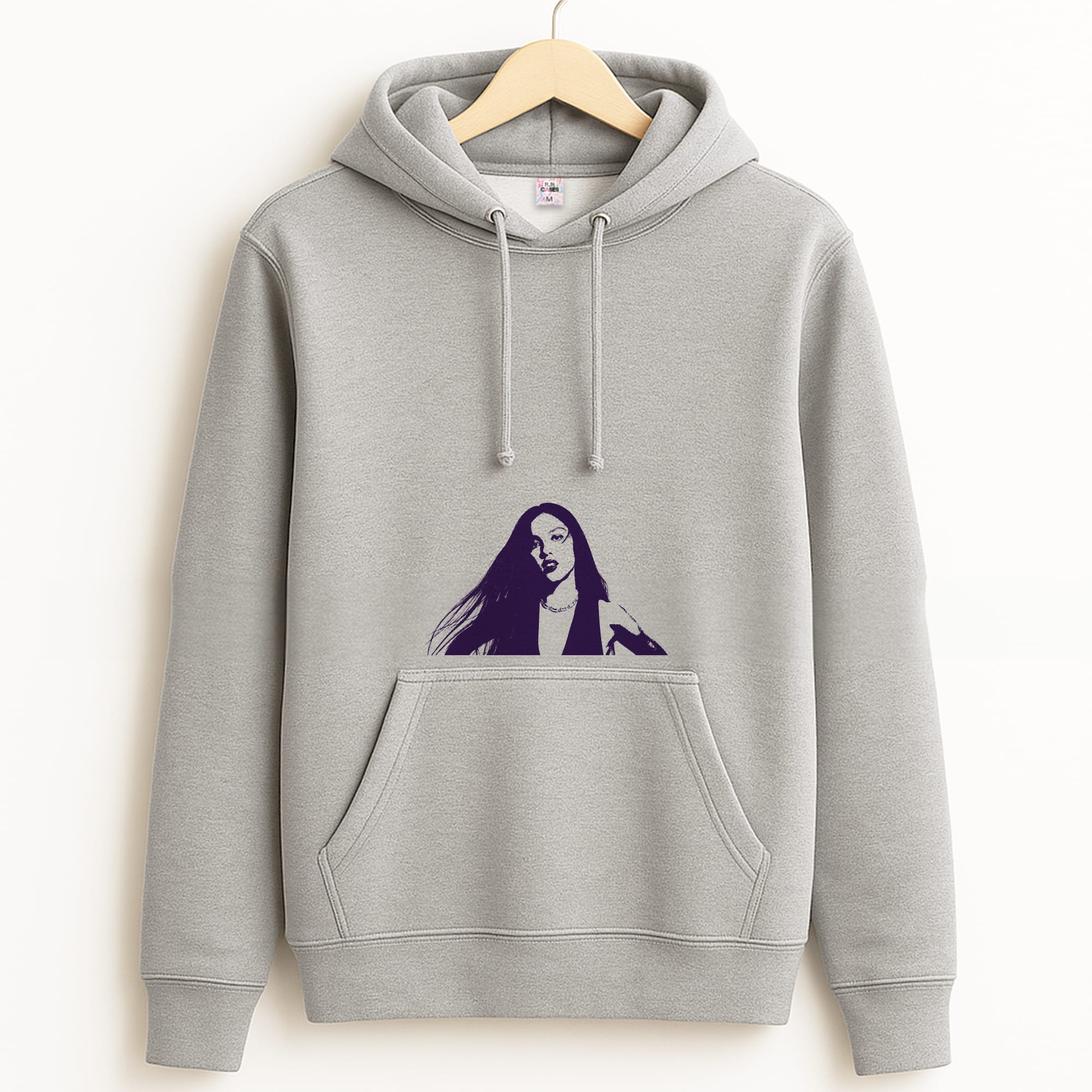 Stars And Butterflies Pattern Grey Hoodie