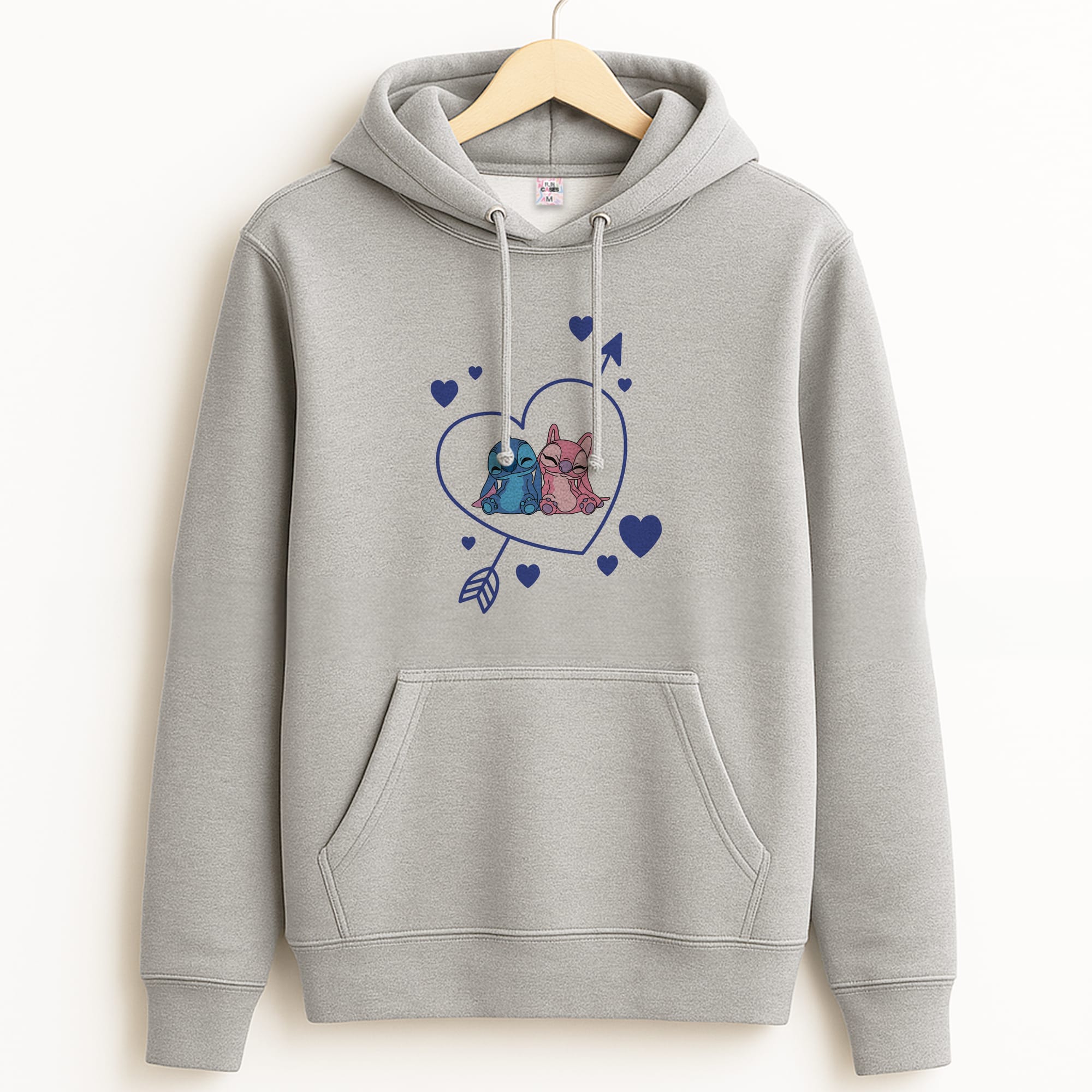 Arrow Heart - Pink Alien Grey Hoodie