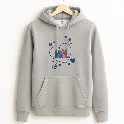 Arrow Heart - Pink Alien Grey Hoodie