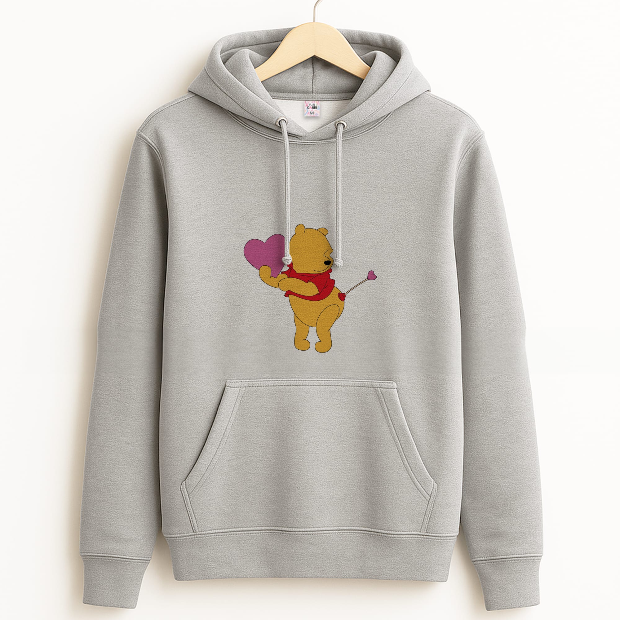 Cupid Pooh Valentine's Grey Hoodie