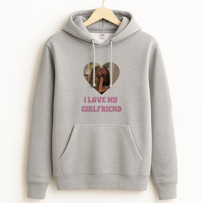 I Love My Girlfriend - Personalised Couples Grey Hoodie