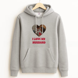 I Love My Husband - Personalised Couples Grey Hoodie