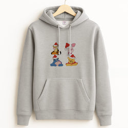 Bear, Tiger, Donkey and Pig Pattern Christmas Grey Hoodie