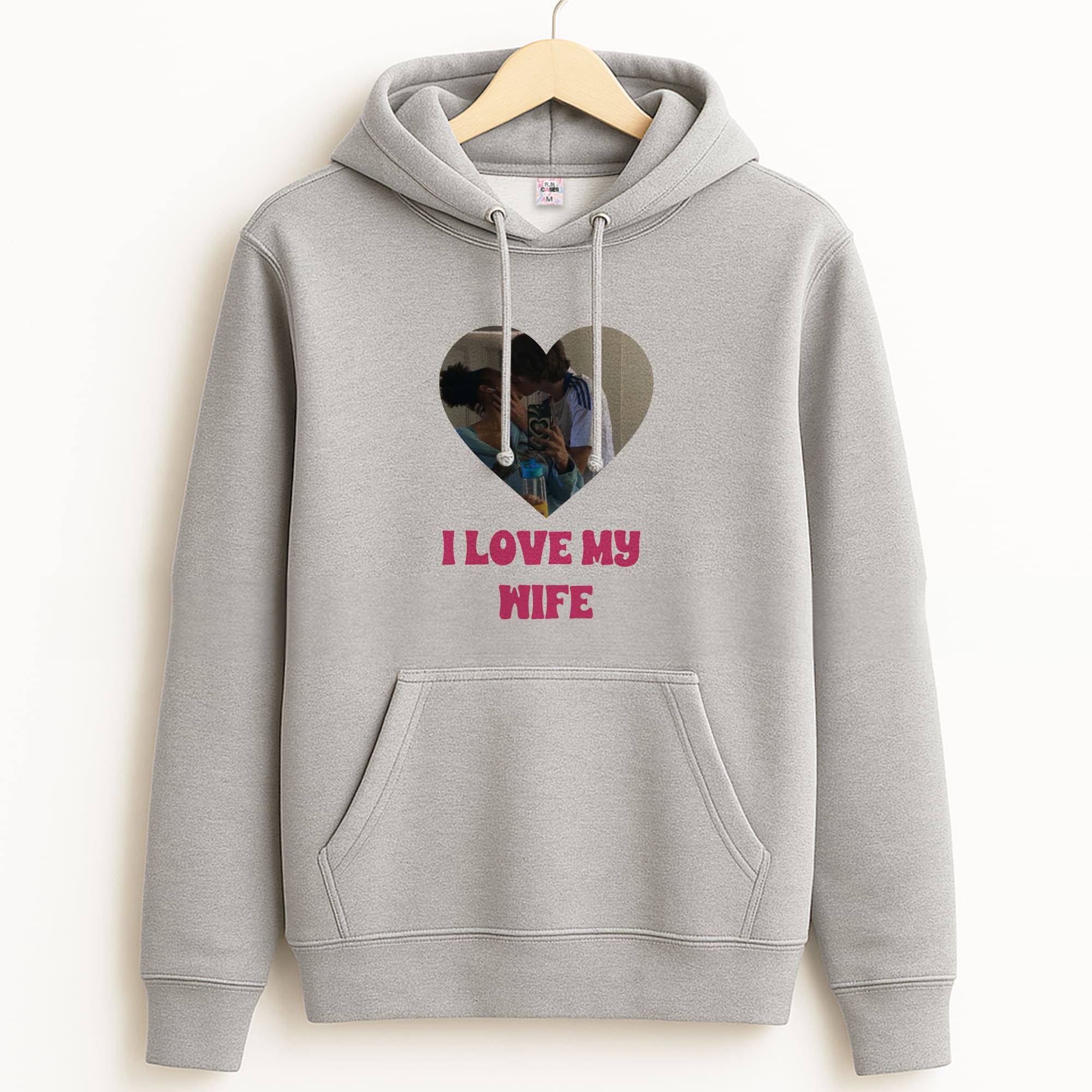 I Love My Wife - Personalised Couples Grey Hoodie