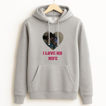I Love My Wife - Personalised Couples Grey Hoodie