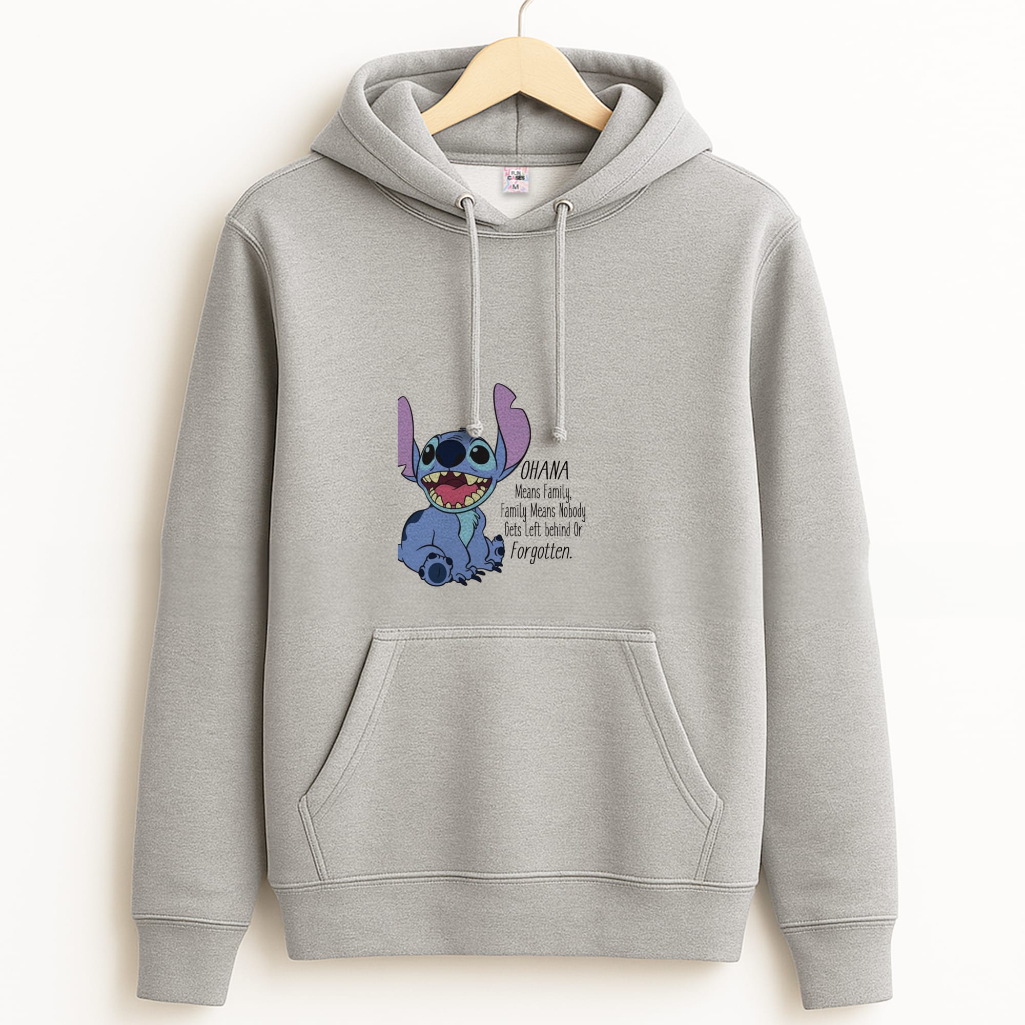 Ohana Means Family - Blue Alien Grey Hoodie