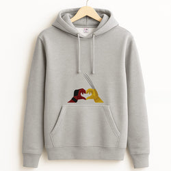 Red And Yellow Heroes Love Heart Grey Hoodie