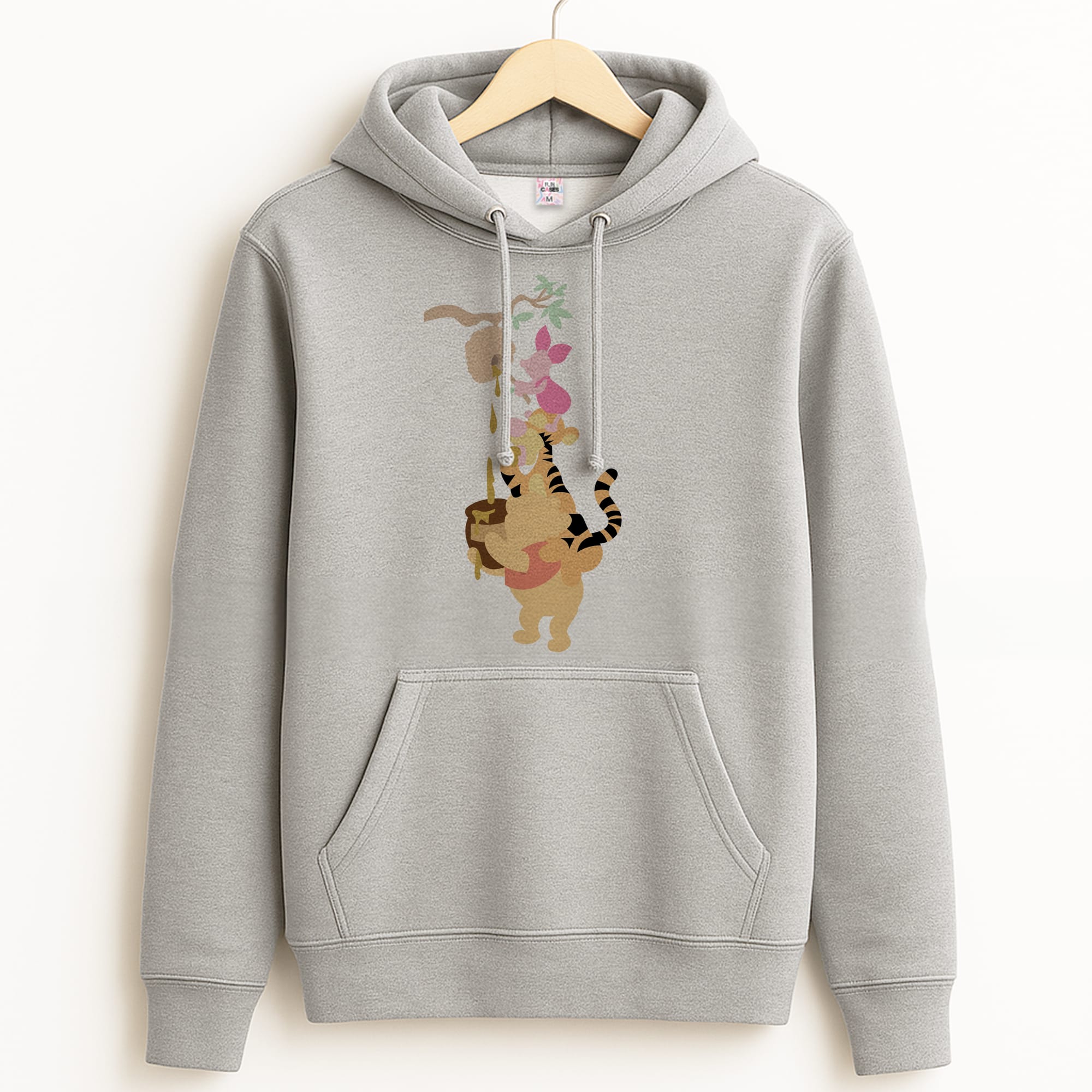 Bouncing Tiger , Piglet , Yellow Bear Grey Hoodie