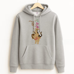 Bouncing Tiger , Piglet , Yellow Bear Grey Hoodie