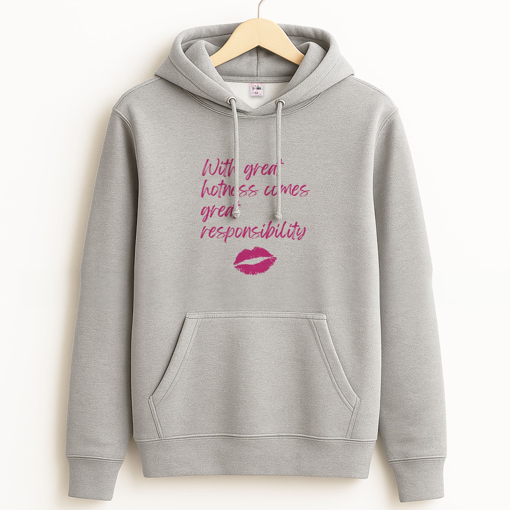 With Great Hotness  Grey Hoodie