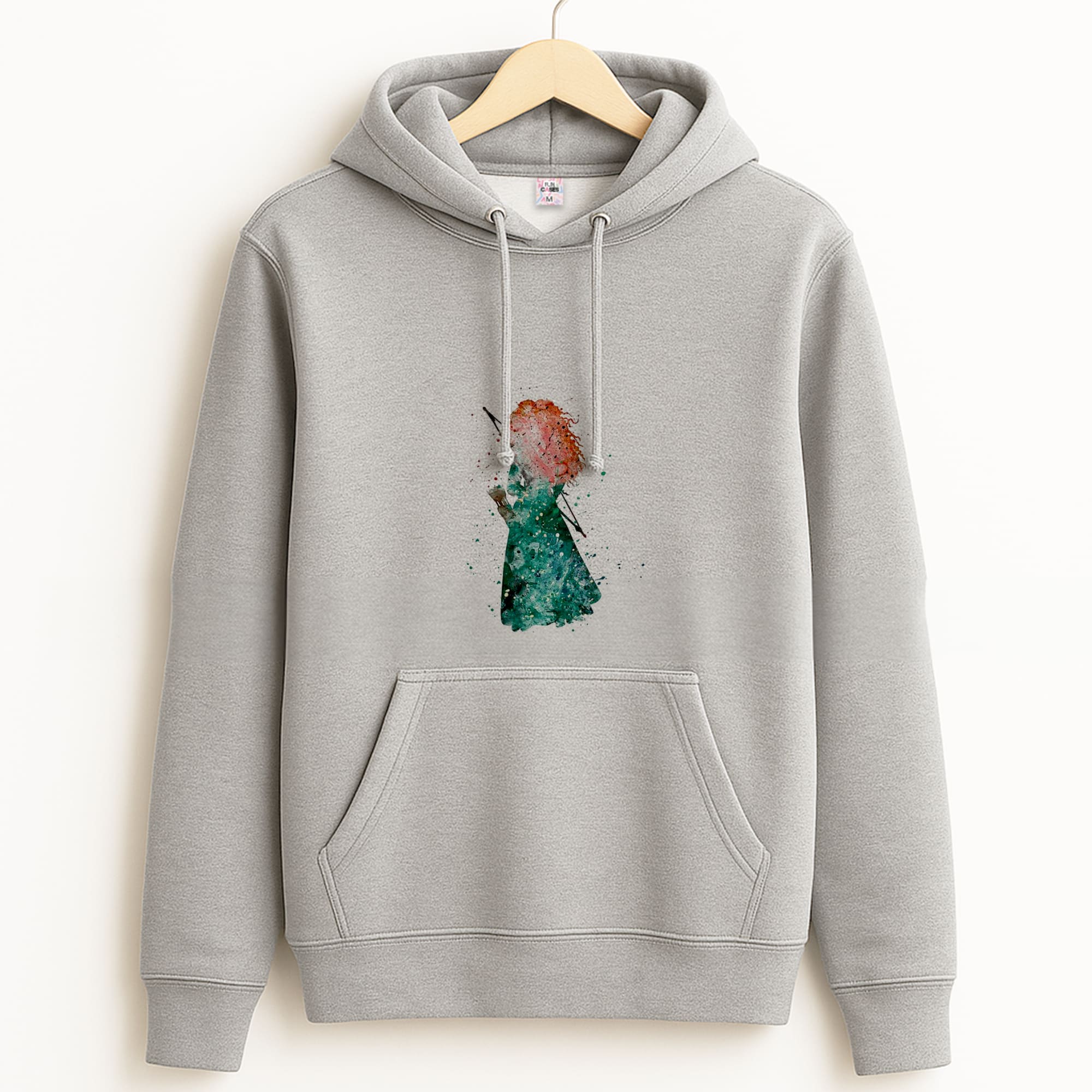 Watercolour Princess Merida Brave Fairytale Grey Hoodie