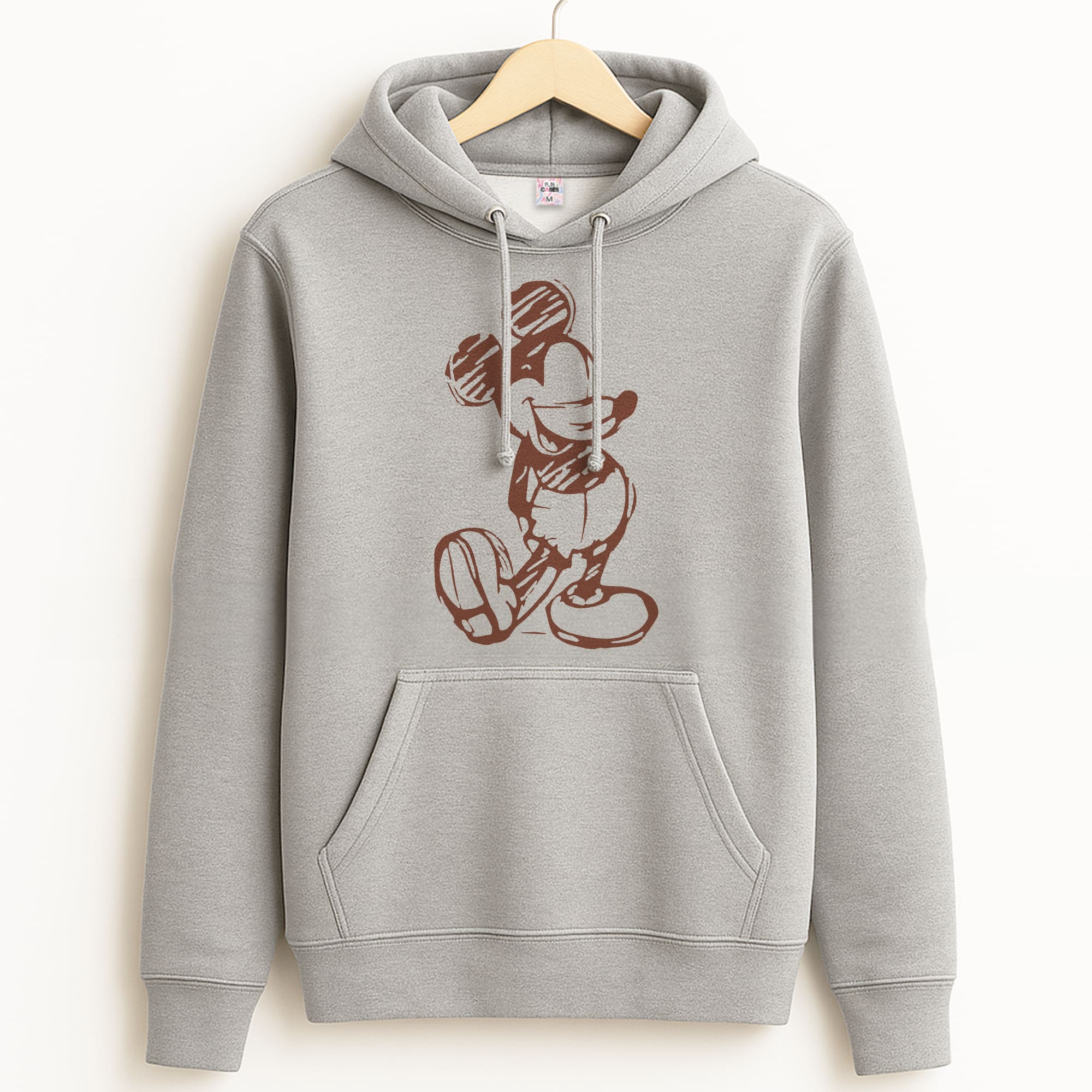 Sketched Mouse Outline Beige  Grey Hoodie
