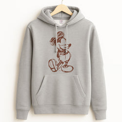 Sketched Mouse Outline Beige  Grey Hoodie