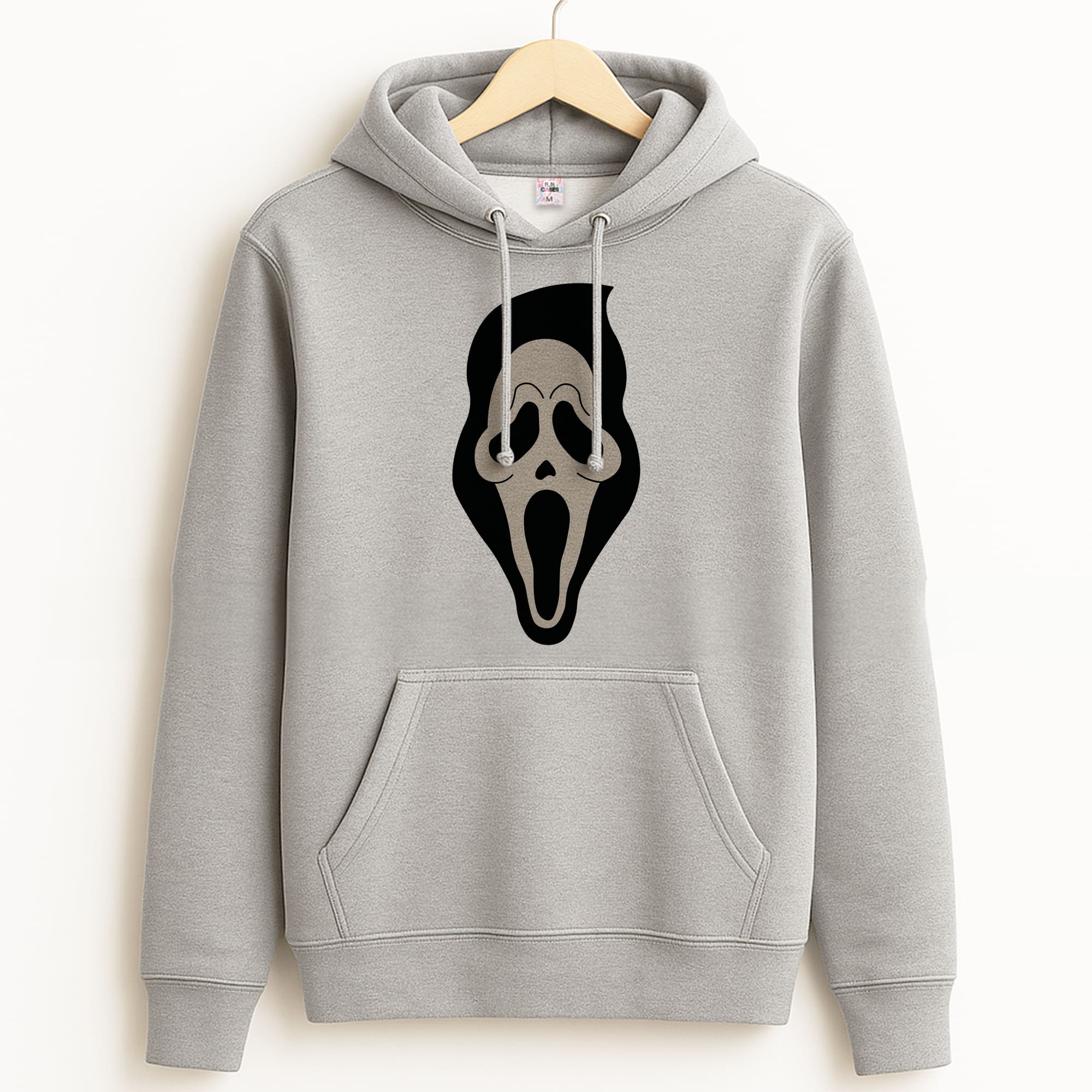 Pink Ghostface Pattern - Scream Grey Hoodie