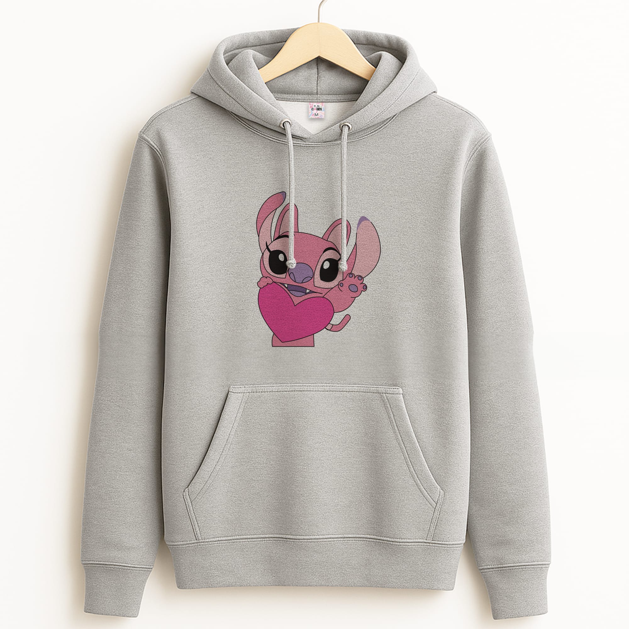 Holding Heart - Pink Alien Grey Hoodie