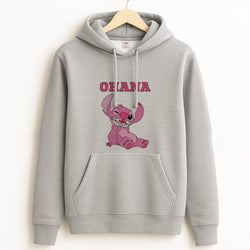 Pink Alien Ohana Grey Hoodie