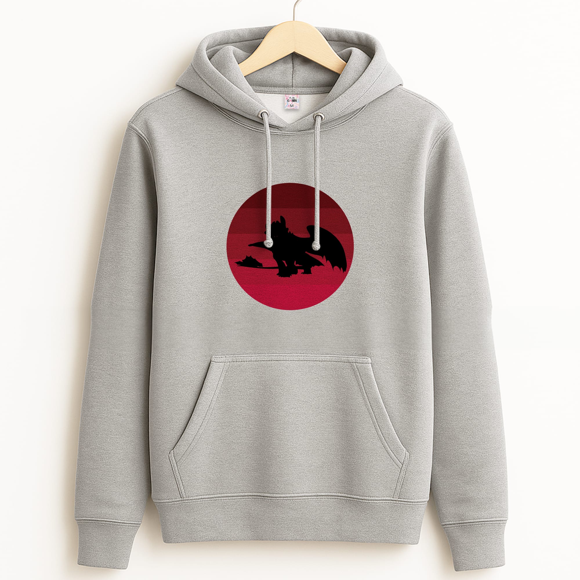 Red Sunset Dragon Grey Hoodie