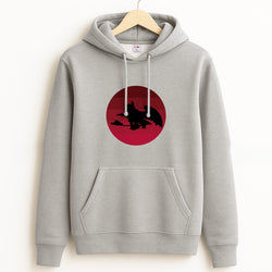 Red Sunset Dragon Grey Hoodie