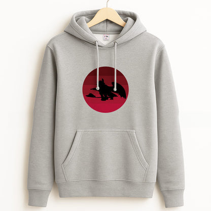 Red Sunset Dragon Grey Hoodie