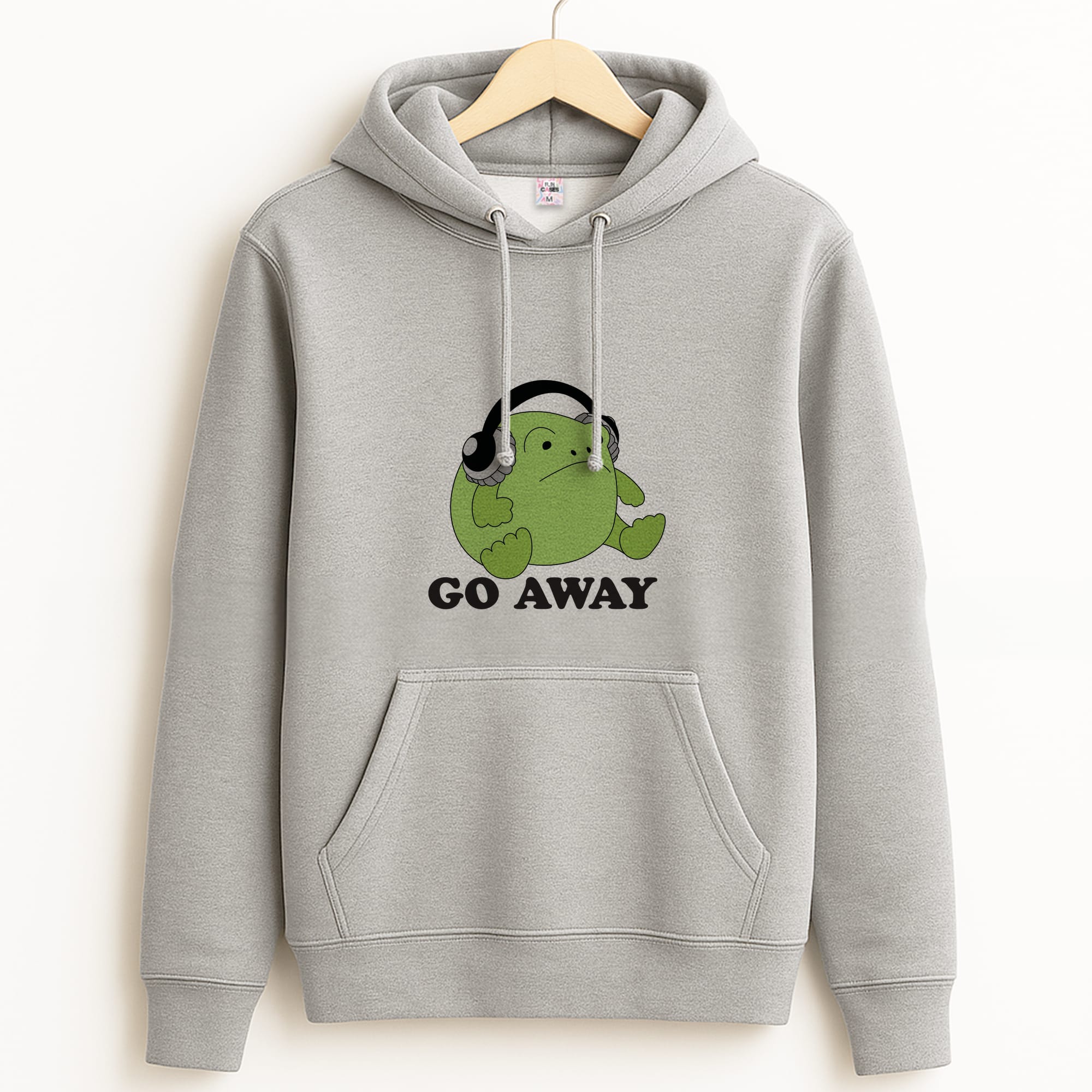 Go Away Grumpy Frog  Grey Hoodie